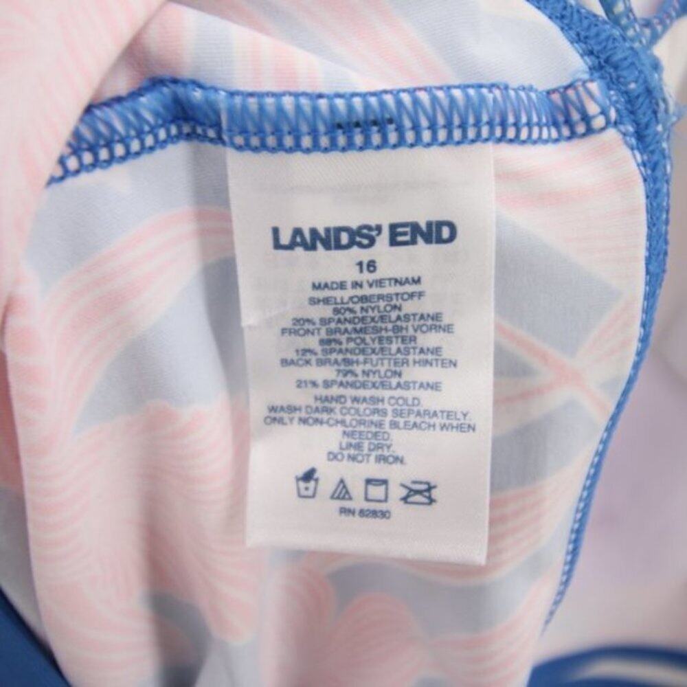NWOT Lands End Blue Orange Floral Pattern Swim Tankini Top Size 16 - Picture 7 of 8